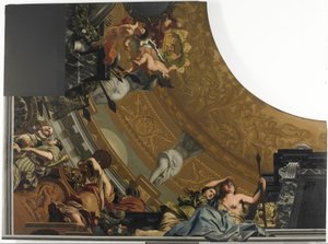 Fragment (na dole po lewej) malowidła na suficie z Dianą i jej towarzyszami jako głównym przedstawieniem autorstwa Gerard de Lairesse