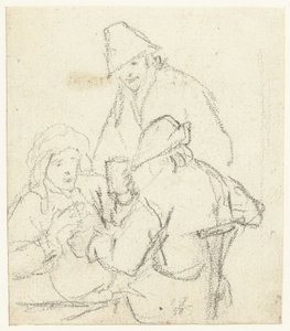 Trzech pijących rolników przy stole autorstwa Gerard ter Borch (II) (possibly)