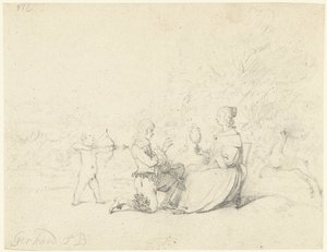 Pan klęczący przed damą autorstwa Gerard ter Borch (II)