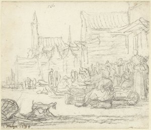 Rolka na pokładzie rynku autorstwa Gerard ter Borch (II)