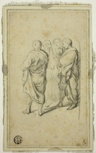 Grupa czterech mężczyzn w togach autorstwa Gerard ter Borch
