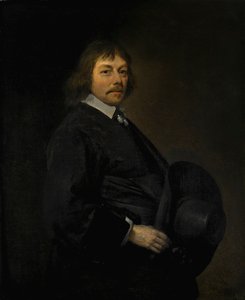Portret mężczyzny trzymającego kapelusz autorstwa Gerard ter Borch