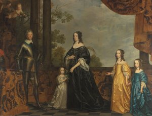 Frederick Henry, jego małżonka Amalia of Solms i ich trzy najmłodsze córki Portret Frederika Hendrika (1584-1647), księcia Orange, jego żony Amalii van Solms (1602-1675) i ich trzech najmłodszych córek Albertiny Agnes (1634-1696), Henrietty Ca