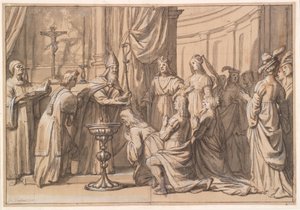 Harold Klak and his Family are Baptized in Mainz   1267778   pl       polish Successfully Translated  Original: Numazu, from the series "Fifty-three Stations of the Tokaido (Tokaido gojusan tsugi)," also known as the Tokaido with Poem (Kyoka iri Tokaido) T autorstwa Gerard van Honthorst
