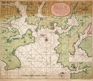 Mapa cieśniny Plymouth Sound z mapy kanału La Manche Greenville