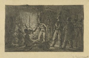 Żołnierze przy ogniu autorstwa Gerardus Emaus de Micault