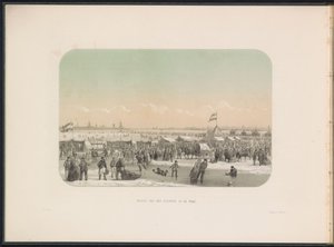 Lodowa rozrywka na Maas w Rotterdamie, widziana z twierdzy, 1855 Widok twierdzy na Maasie (tytuł na obiekcie) Zabawa na lodzie na Maas w Rotterdamie w lutym 1855, z podpisami (tytuł serialu na obiekcie)