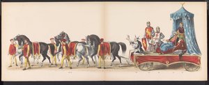 Maskarada uczniów Leiden, 1870 (tablica 3) Procesja w kostiumach zorganizowana przez członków korpusu studenckiego Leiden w dniu 7 czerwca 1870 r., z okazji 295. rocznicy Leidsche Hoogeschool, przedstawiająca wizytę w Lejdzie w