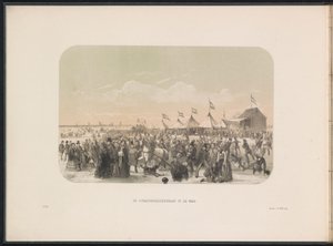 Łyżwiarstwo na Maas w Rotterdamie, 1855 Lodowisko na Maas (tytuł na obiekcie) Zabawa na lodzie na Maas w Rotterdamie w lutym 1855, z podpisami (tytuł serialu na obiekcie)