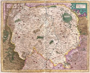 Region Bawarii i Dunaj, Niemcy (rycina autorstwa Gerardus Mercator