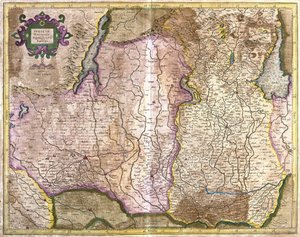 Brescia i Mediolan, Włochy (Grawerowanie autorstwa Gerardus Mercator