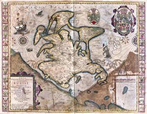 Wyspa Rugen, Niemcy (grawerowanie autorstwa Gerardus Mercator