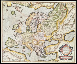 Mapa Europy, ok.1554 (kolorowy grawerunek)