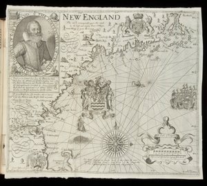 Mapa Nowej Anglii z Historii Mundi: lub Mercator’s Atlas, Londyn, 1635 autorstwa Gerardus Mercator