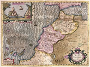 Afryka Północno-Zachodnia z Wyspami Kanaryjskimi (grawerowanie autorstwa Gerardus Mercator