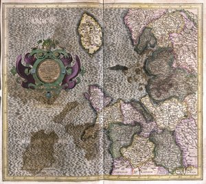 Północno-Zachodnia Anglia (grawerowanie autorstwa Gerardus Mercator