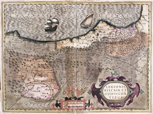 Oviedo, Burgos, Bilbao, Bayonne (Asturia), Hiszpania (grawerowanie autorstwa Gerardus Mercator