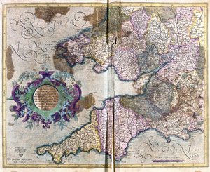 Anglia Południowo-Zachodnia (grawerowanie autorstwa Gerardus Mercator
