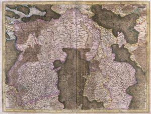 Bez tytułu mapa Brabancji: Belgia i Holandia (rycina autorstwa Gerardus Mercator