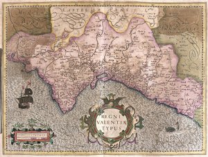 Walencja, Hiszpania (grawerowanie autorstwa Gerardus Mercator