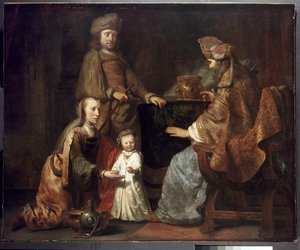 Niemowlę Samuel przyniesione przez Hannę do Eliego, XVII wiek