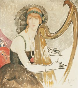 Dama grająca na harfie autorstwa Gerda Marie Frederike Wegener