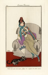 Kobieta w kamizelce ze szkockiego jedwabiu, spódnica z krepy bawełnianej. autorstwa Gerda Marie Frederike Wegener