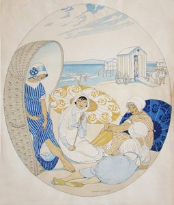 Rozmowa na duńskiej plaży autorstwa Gerda Wegener