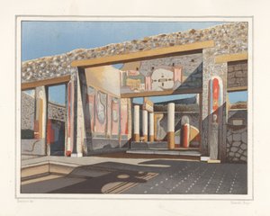 Widok na tablinum, pomieszczenie przy atrium, w domu bankiera Luciusa Caecilisa Iucundusa, Reg V, Ins 1, 26. Chromolitografia Victora Steegera na podstawie ilustracji Geremii Discanno z Emile Presuhn (1844-1878) Najpiękniejsze Obrazy z