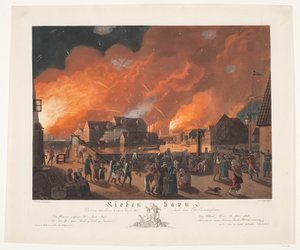 Kopenhaga, noc z 4 na 5 września widziana z Christianshavn autorstwa Gerhard Ludvig Lahde