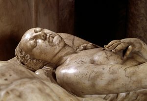 Pomnik nagrobny Henryka II (1519-1559) i Katarzyny Medycejskiej (1519-1589) wykonany z marmuru przez Germaina Pilona (1535-1590). Szczegóły królowej Francji. 1563-1572. Znajduje się w Rotonde des Valois. Gitara basowa