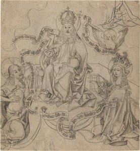 Chrystus i Maryja wstawiają się u Boga Ojca autorstwa German 15th Century