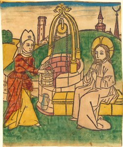 Chrystus i Niewiasta Samarii autorstwa German 15th Century