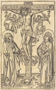 Chrystus na krzyżu z aniołami autorstwa German 15th Century
