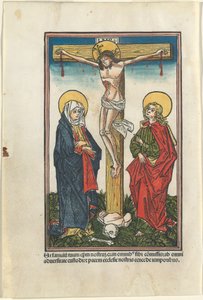 Chrystus na krzyżu z Dziewicą i św. Janem autorstwa German 15th Century