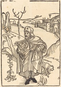 Gerson jako pielgrzym z miastem w tle autorstwa German 15th Century
