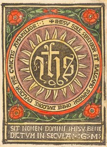 Monogram JHS w płonącym kole