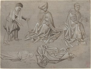 Studia dla Sześciu Figur (arkusz z księgi wzorcowej) [recto] autorstwa German 15th Century