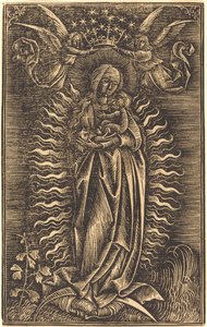 Dziewica ukoronowana przez dwa anioły autorstwa German 15th Century