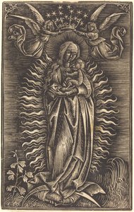 Dziewica ukoronowana przez dwa anioły autorstwa German 15th Century