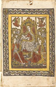 Madonna na tronie z osiemnastoma świętymi niewiastami autorstwa German 15th Century or Master with the Mountain Like Clouds