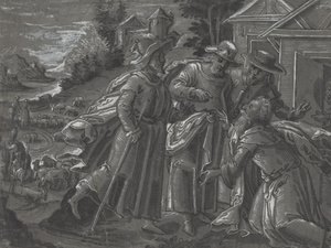 Abraham bawi aniołów [verso] autorstwa German 16th Century