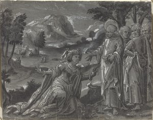 Chrystus i cudzołożnica [recto] autorstwa German 16th Century