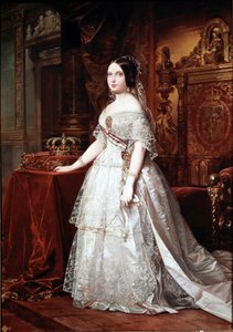 Portret królowej Hiszpanii Isabelle de Bourbon (Isabel de Borbon) II (1830-1904) Obraz niemieckiego Hernandeza Amoresa (1823-1894) autorstwa German Hernandez Amores