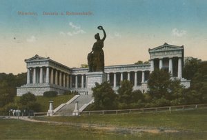 Posąg Bawarii i Ruhmeshalle, Monachium. Pocztówka wysłana w 1913 roku. autorstwa German Photographer
