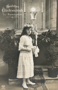 Kartka z okazji Pierwszej Komunii Świętej (zdjęcie czarno-białe) autorstwa German Photographer