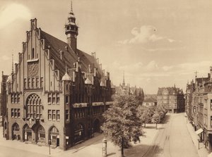 Nowy Ratusz, Lindener Marktplatz, Hanower (zdjęcie czarno-białe)