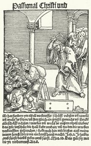 Strona z antypamfletu Lutra Passional Christi und Antichrist autorstwa German School