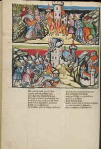 Iluminacje Abimelecha z Weltchronik Ms 33 fol. 137v, c.1400-10 (tempera, złota i srebrna farba, tusz na pergaminie) autorstwa German School