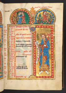 Dodać. 60629, f.3 maja, od 12 stron kalendarza w kolorze złotym i kolorowym, z ramami architektonicznymi, każda zawierająca znak zodiaku, apostoła i trud miesiąca (welum) autorstwa German School
